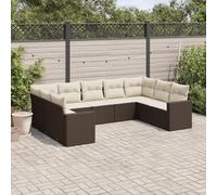 SECOLI Set di mobili da giardino in rattan con spazio di archiviazione, per 4-12 persone, molti modelli e colori, con cuscini extra spessi, per esterni, set da pranzo, 9 pezzi, colore marrone