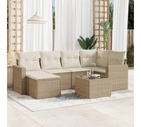 SECOLI Set di mobili da giardino in rattan con spazio di archiviazione, per 4-12 persone, molti modelli e colori, con cuscini extra spessi, per esterni, set da pranzo, colore beige, 7-TLG-Type-153