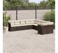 SECOLI Set di mobili da giardino in rattan con spazio di archiviazione, per 4-12 persone, molti modelli e colori, con cuscini extra spessi, per esterni, set da pranzo, 10 pezzi, colore marrone 328