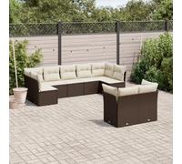 SECOLI Set di mobili da giardino in rattan con spazio di archiviazione, per 4-12 persone, molti modelli e colori, con cuscini extra spessi, per esterni, set da pranzo, 9 pezzi, colore marrone 348