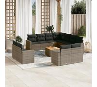 SECOLI Set di mobili da giardino in rattan, con spazio di archiviazione, XXL, per terrazze, salottino, mobili da giardino, balcone, grigio, 12 pezzi, tipo 39