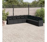SECOLI Set di mobili da giardino in rattan con spazio per 4-12 persone, molti modelli e colori, con cuscini extra spessi, per esterni, set da pranzo, 9 pezzi, tipo 189