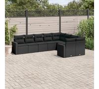 SECOLI Set di mobili da giardino in rattan con spazio per 4-12 persone, molti modelli e colori, con cuscini extra spessi, per esterni, set da pranzo, 9 pezzi, tipo 123