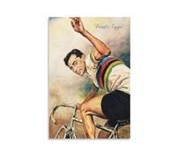SECOLI Stampa artistica da parete con Angelo Fausto Coppi, stampa artistica da parete su tela, motivo: ciclista italiano, decorazione moderna, 30 x 45 cm