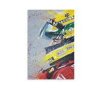 SECOLI Stampa artistica da parete su tela, motivo: Ayrton Senna con pilota di Formula Racing, decorazione moderna, senza cornice, 30 x 45 cm