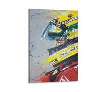 SECOLI Stampa artistica da parete su tela, motivo: Ayrton Senna con pilota di Formula Racing, decorazione moderna con cornice, 20 x 30 cm