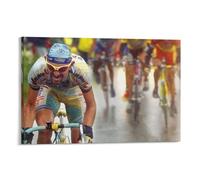 SECOLI Stampa fotografica su tela, motivo: ciclista di Marco Pantani, decorazione artistica da parete, stile moderno, stile vintage, con cornice, 20 x 30 cm
