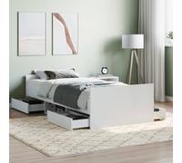 SECOLI Struttura Letto con Cassetti Giroletto con Testiera Letto Matrimoniale e Pediera Bianco 100x200 cm