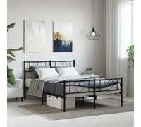 SECOLI Struttura Letto Matrimoniale in Ferro Battuto - Giroletto con Testiera e Pediera in Metallo Nero 120x200 cm