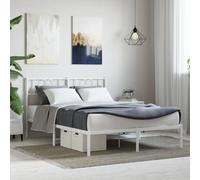 SECOLI Struttura Letto Matrimoniale in Ferro Battuto - Giroletto con Testiera in Metallo Bianco 120x190 cm