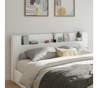 SECOLI Testiera Letto con Scomparti e LED, Matrimoniale o Singolo, con Contenitore, Bianca 220x16,5x103,5 cm