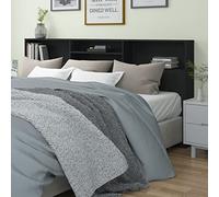 SECOLI Testiera Letto con Scomparti, Testiera Letto Matrimoniale, Testiera con Contenitore Nero 220x19x103,5 cm