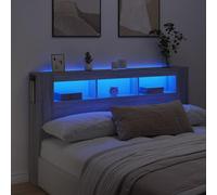 SECOLI Testiera Letto Matrimoniale con Scomparti e Luci in Legno Multistrato Grigio Sonoma 180x18,5x103,5 cm