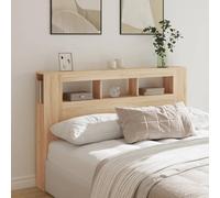 SECOLI Testiera Letto Matrimoniale con Scomparti e Luci in Legno Multistrato Rovere Sonoma 160x18,5x103,5 cm