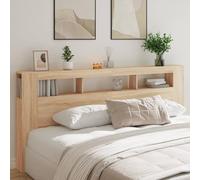 SECOLI Testiera Letto Matrimoniale con Scomparti e Luci in Legno Multistrato Rovere Sonoma 220x18,5x103,5 cm