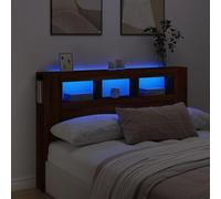 SECOLI Testiera Letto Matrimoniale Testiera Letto con Scomparti Testiera con Luci in Legno Multistrato Rovere Marrone 160x18,5x103,5 cm