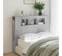 SECOLI Testiera Letto Matrimoniale Testiera Letto con Scomparti Testiera con Luci in Legno Multistrato Grigio Cemento 120x18,5x103,5 cm