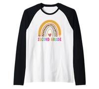 Second 2nd Grade Teacher Student Boho Rainbow Back To School Maglia con Maniche Raglan