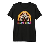 Second 2nd Grade Teacher Student Boho Rainbow Back To School Maglietta Premium