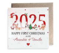 Second Ave - Biglietto di auguri con scritta "Happy First Christmas As My Auntie" + Uncle Year Square