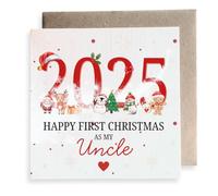 Second Ave - Biglietto di auguri con scritta "Happy First Christmas As My Uncle Year", quadrato, per Natale