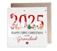 Second Ave - Biglietto di auguri per il primo Natale con scritta "Happy First Christmas As My Grandad Year", quadrato
