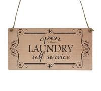Second Ave - Targa rettangolare in legno con scritta "Open 24 Hours Laundry Service" (lingua italiana non garantita)