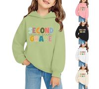 Second Grade Felpa con cappuccio per bambini, ragazzi e ragazze, con cappuccio per il primo giorno di scuola, maglione a maniche lunghe, abbigliamento preppy, abbigliamento sportivo casual con stampa