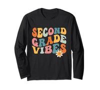 Second Grade Vibes Teacher Retro 1st Day Of School 2nd Grade Maglia a Manica