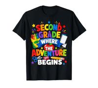 Second Grade Where The Adventure Begins Back To School Maglietta