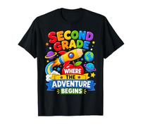 Second Grade Where The Adventure Begins Space Back To School Maglietta