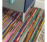 Second Nature Online - SHANTI Tappeto multicolore | Tessuto a mano | Ecologico: 100% tessuto riciclato | Origine etica | Tessuto piatto (150 cm x 150 cm)