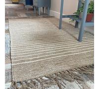 Second Nature Online, tappeto Bekal in filo di iuta di cotone, colore beige sabbia con strisce bianche, Juta, Beige, 150 cm x 240 cm