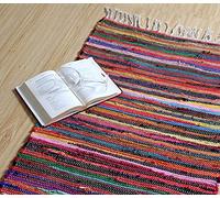 Second Nature Splendido tappeto multicolore in stile shabby chic, tappeto chindi, di stracci, equo e solidale, Cotone, Multi Colours, 60cm x 90cm