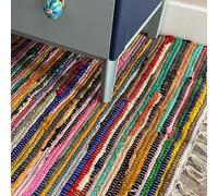 Second Nature Splendido tappeto multicolore in stile shabby chic, tappeto chindi, di stracci, equo e solidale, Cotone, Multi Colours, 90 x 150 cm