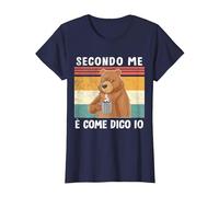 Secondo Me è Come Dico Io Divertente e Simpatica Frase Orso Maglietta, Donna, Navy, 3XL
