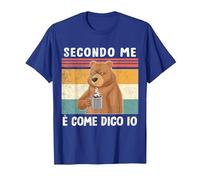 Secondo Me è Come Dico Io Divertente e Simpatica Frase Orso Maglietta, Uomo, Blu Reale, 3XL