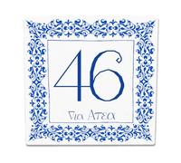 SECONDOTE Numero Civico Esterno Personalizzato in Ceramica 20x20 cm | Mattonella Personalizzata con Numero e Via, Resistente e Moderna - Decorazione Grecia Made in Italy