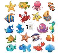 Secopad, Adesivi antiscivolo per vasca da bagno, 20 pezzi, grandi, adesivi a tema mare, per bambini, antiscivolo, per doccia e vasca da bagno, con raschietto di alta qualità, circa 11,4 x 8,9 cm