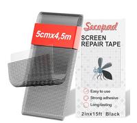 Secopad Nastro Adesivo per Zanzariere, 50 mm x 4,5 m Nastro Riparazione per Zanzariere, Nastro in Fibra di Vetro per Zanzariere Ripara, Ripara Zanzariera Rapidamente, Nero