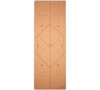 Secoroco Tappetino da yoga in sughero 3-5 mm - antiscivolo - Comfort Line Alignment - 66 cm di larghezza con linee ausiliarie - Vegano, sostenibile e riciclabile - Tappetino da yoga naturale in sughero e gomma con borsa da yoga inclusa