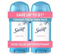 Secret Antiperspirant and Deodorant for Women, 24 ore Sweat & Odor Protection, PH Balanced Protection, Gentle on Skin, Wide Solid, Powder Fresh Scent, 2,7 oz (confezione da 2)