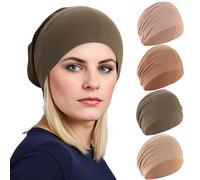 SECRET AROMA 4 pezzi solido cappello chemio da donna elastico turbante berretto traspirante in cotone morbido sciarpa per la testa per la perdita dei capelli delle donne