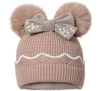 SECRET AROMA Cappello Invernale per Bambine con Doppio Pompon, Caldo Berretto con Fiocco per Neonati e Bambini, Berretto da Sci per 1-6 Anni