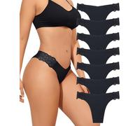 SECRET AROMA Intimo Senza Cuciture per Donna No Show Bikini sfacciato Intimo in Pizzo a Taglio Alto Mutandine Invisibili Confezione da 7 S-XL