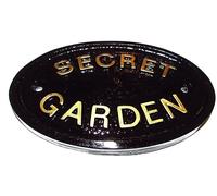 Secret Garden Recinto/Parete O Giardino Muro Placca Insegna IN Nero e Oro - New