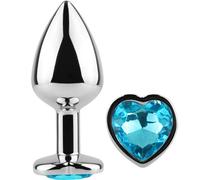 Secret play - butt plug in metallo cuore blu misura piccola 7 cm
