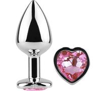 Secret play - butt plug in metallo cuore fucsia misura piccola 7 cm
