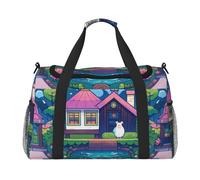 Secret Sanctuary - Borsone da viaggio con stampa per uomini e donne, borsa da viaggio pieghevole e spaziosa borsa da viaggio per riporre articoli da toeletta, articoli personali, nero, L, Nero , L