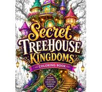 Secret Treehouse Kingdoms Coloring Book: 50 Enchanting Fantasy Treehouses, Magical Stone Cottages, Mushroom Mansions, Flower Castles, Hidden Gardens, ... Relaxation, Stress Relief and Creative Escape